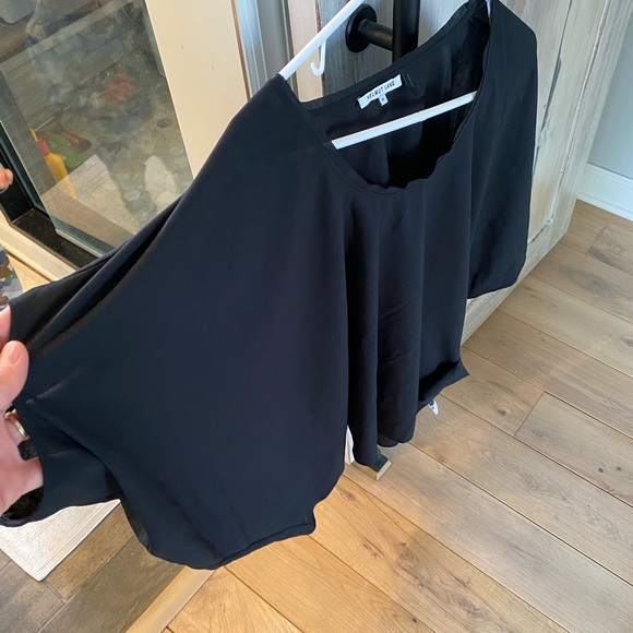 Helmut Lang / Black Cobble Bat Wing Top - Picture 2 of 4
